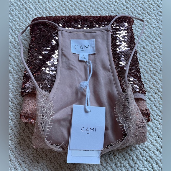 Cami NYC Racer Sequin Rose Dust Cami BNWT Never Worn. - Picture 2 of 6